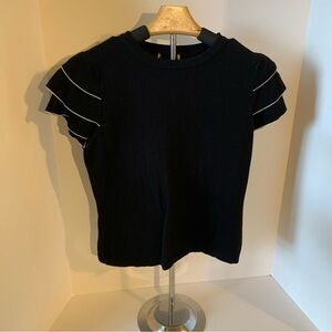 Black Ruffle Sleeve Women's Sweater Top